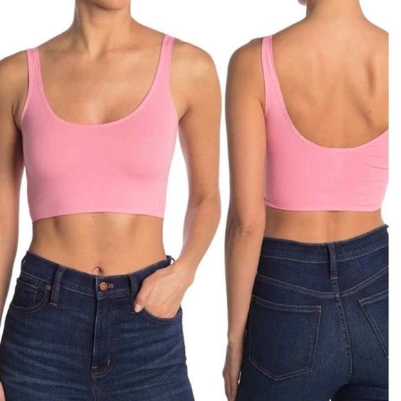 TOPSHOP Women's Pink Lycra Crop Tank Sz 2 - Picture 1 of 4
